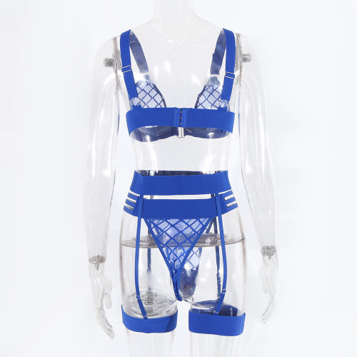 Прозрачное кружевное нижнее белье с оборками Frelly Blue M