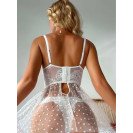 Сексуальна мереживна нічна сорочка з трусиками Stella White L