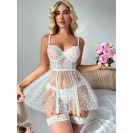 Сексуальна мереживна нічна сорочка з трусиками Stella White XXL