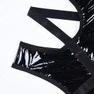 Лакированое боди с ошейником и завязками по бокам Kissmy Black M