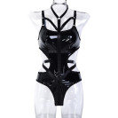 Лакований боді з нашийником та зав'язками з боків Kissmy Black L