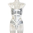 Лакований боді з нашийником та зав'язками з боків Kissmy Silver L