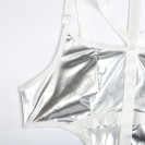 Лакированое боди с ошейником и завязками по бокам Kissmy Silver XL