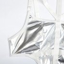 Лакований боді з нашийником та зав'язками з боків Kissmy Silver XL