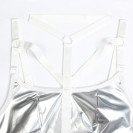 Лакований боді з нашийником та зав'язками з боків Kissmy Silver XXL