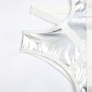Лакований боді з нашийником та зав'язками з боків Kissmy Silver XXL
