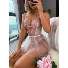 Сексуальна мереживна нічна сорочка з трусиками Spring Flower White S