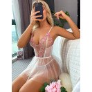Сексуальна мереживна нічна сорочка з трусиками Spring Flower White XL