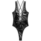 Кожаное боди с открытой спиной и на шнуровке Mona Black XL