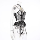 Сексуальное нижнее белье яркий кружевной комплект с юбочкой и подвязками Lace Outfit Black S