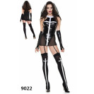 Єротичний вініловий костюм Черниці з панчохами Merra Black