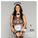 Прозрачный эротичный костюм Элитной Горничной Naoni Black XXL