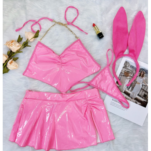 Єротичний латексний костюм Зайки Naughty Bunny Pink S