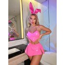 Єротичний латексний костюм Зайки Naughty Bunny Pink S