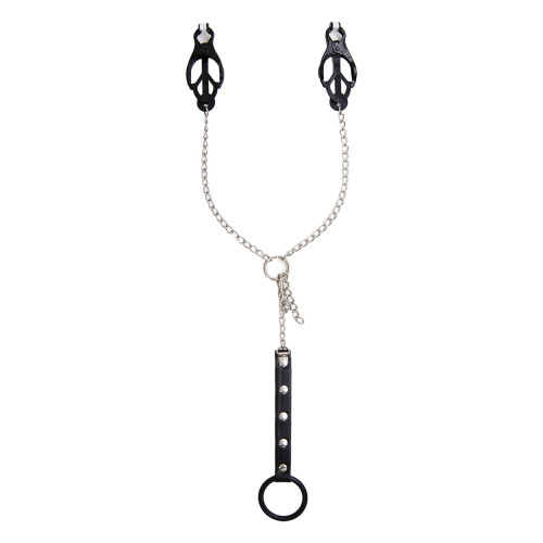 Зажимы для сосков с поводком Rokkistone Silver-Black