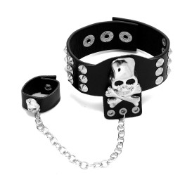 Кожаный браслет- с цепочкой и перстнем Youta Hay