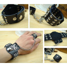 Кожаный браслет- с цепочкой и перстнем Youta Hay