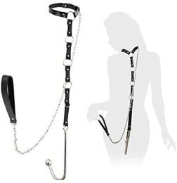 Бондажний набір з металевим анальним гаком SH Crew Black